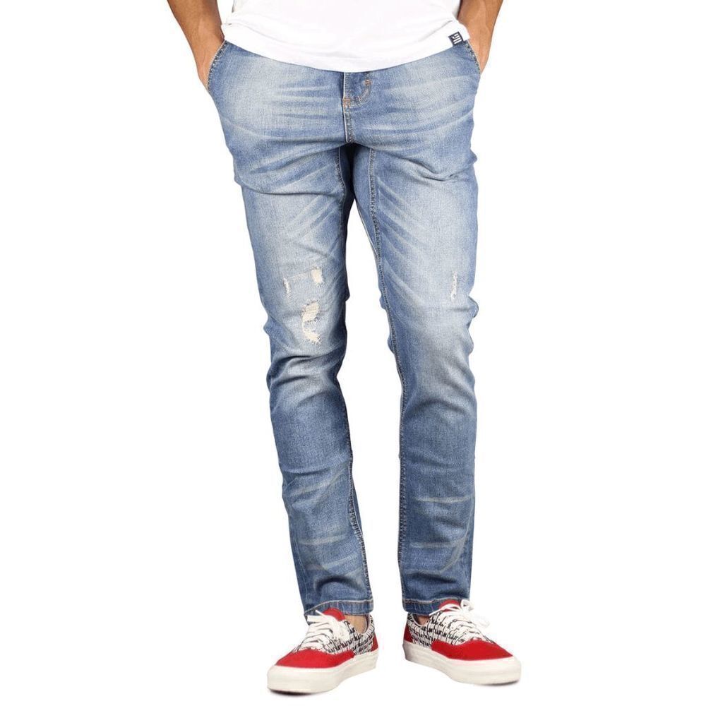 HYPER DENIM relaxed fit Medium Wash Distressed Mens jeans size L